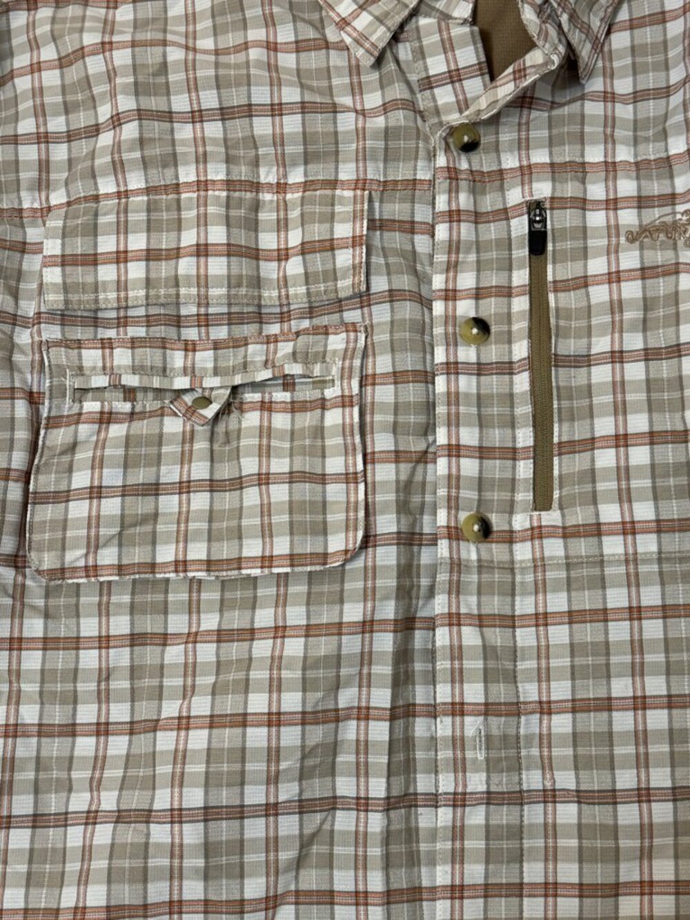 Natural Gear Shirt Mens L Short Sleeve Plaid Fishing Vent Back Breathable Nylon - Picture 6 of 12